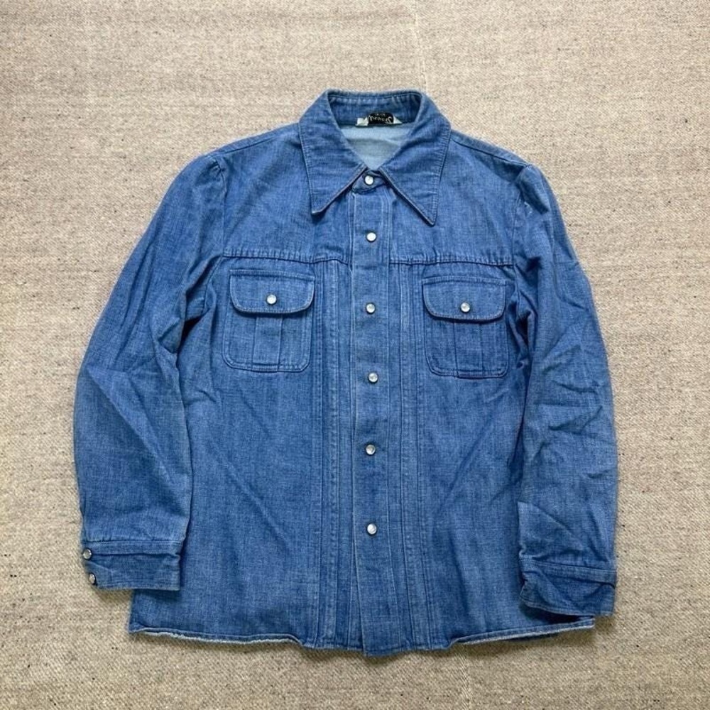 Vintage Pearl Snap Denim Shirt Women's 42 Blue 1970s Canada